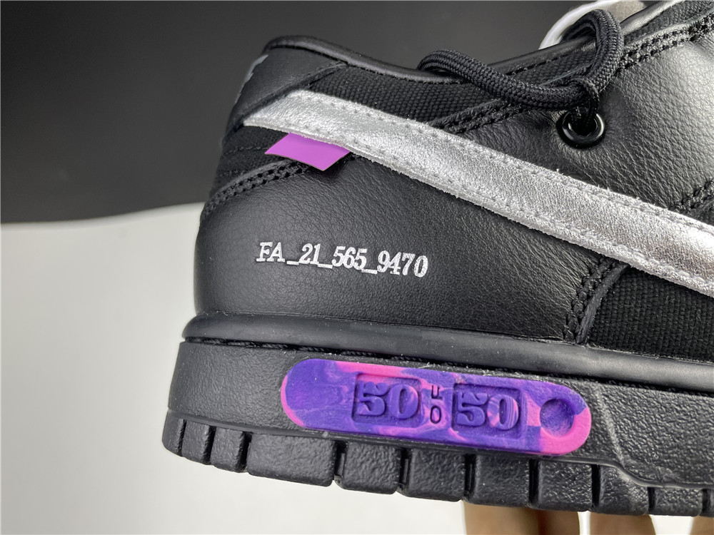 Off-White x Nike Dunk Low "The 50" In Black/Silver