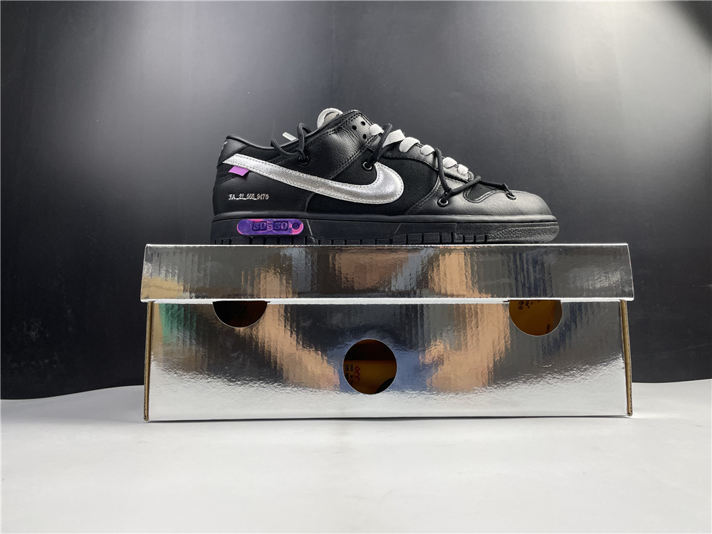 Off-White x Nike Dunk Low "The 50" In Black/Silver