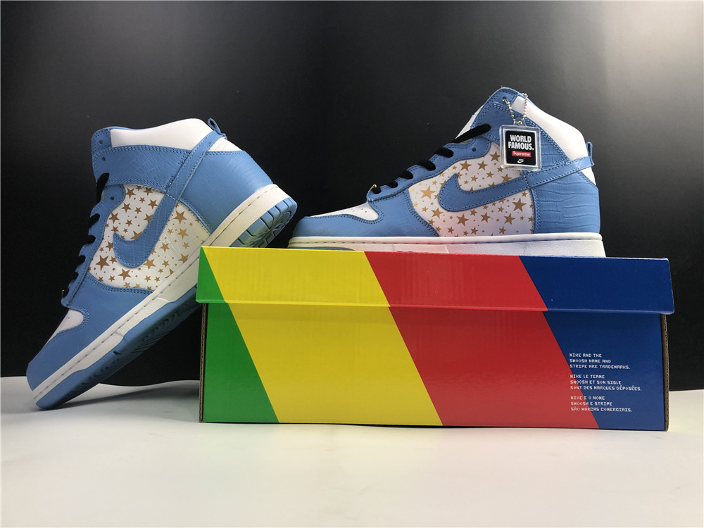 nike sb dunk high S*p*e white blue