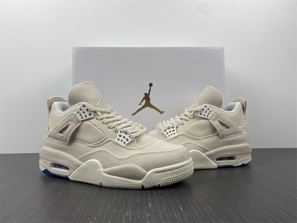 Air Jordan 4 Womens Canvas Sail Cement Grey