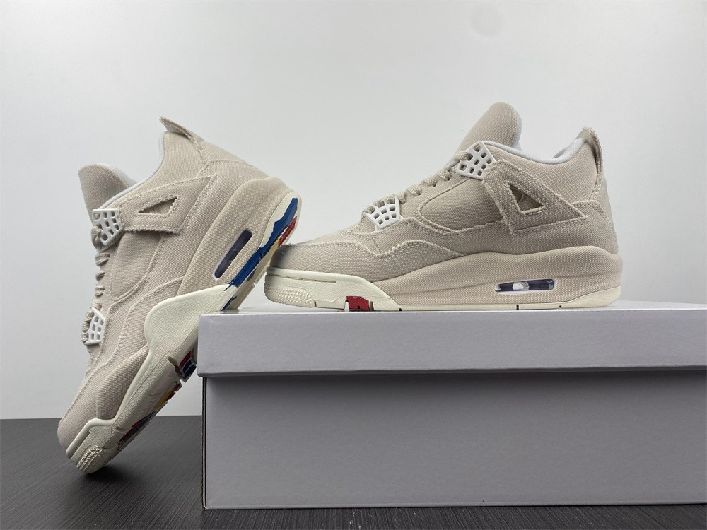 Air Jordan 4 Womens Canvas Sail Cement Grey
