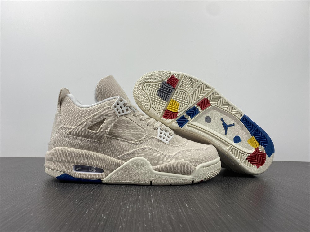 Air Jordan 4 Womens Canvas Sail Cement Grey
