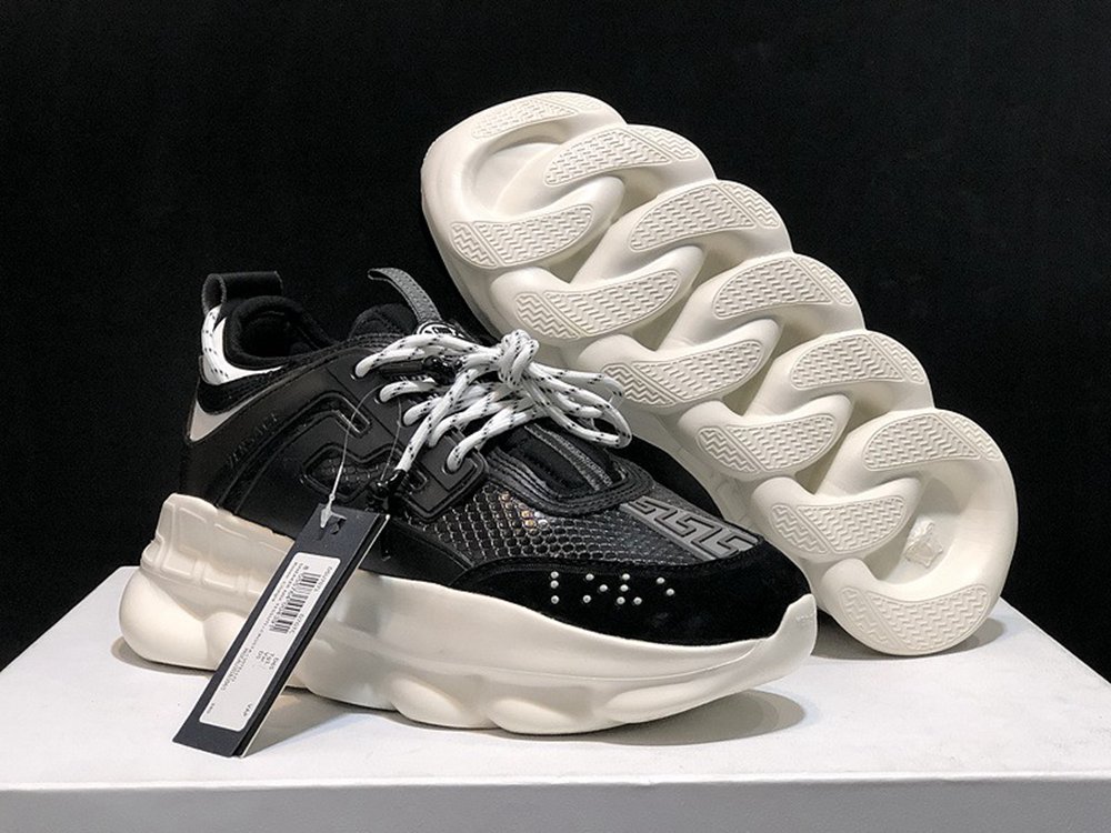 V*ersace CHAIN REACTION SNEAKERS BLACK&WHITE&RED