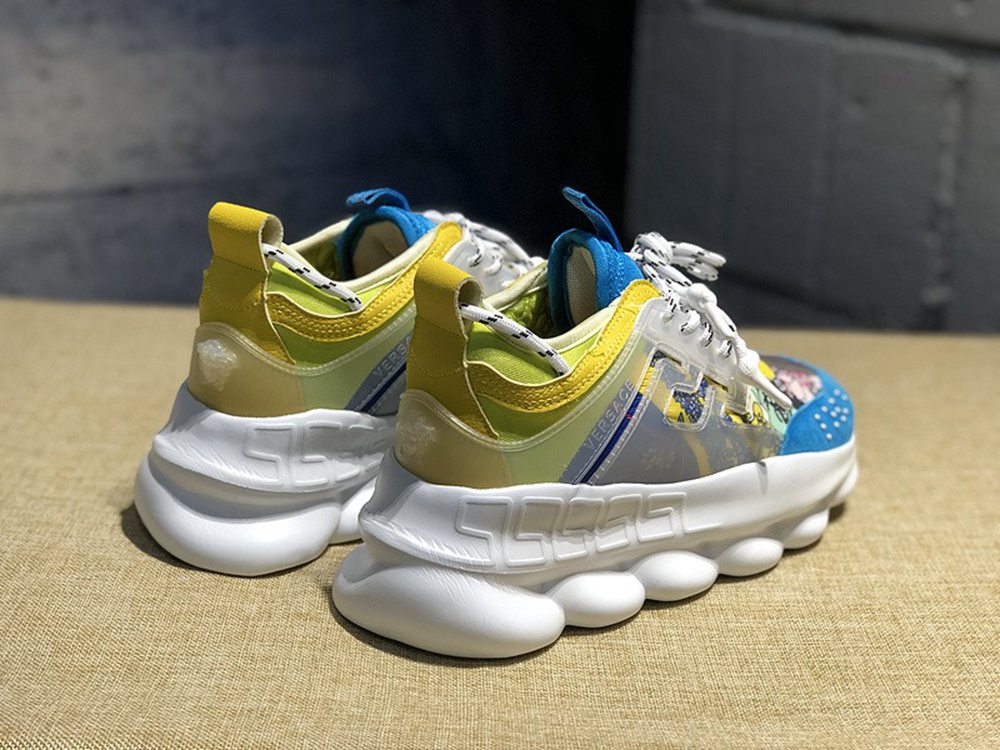 V*ersace CHAIN REACTION SNEAKERS BLUE&WHITE&YELLOW