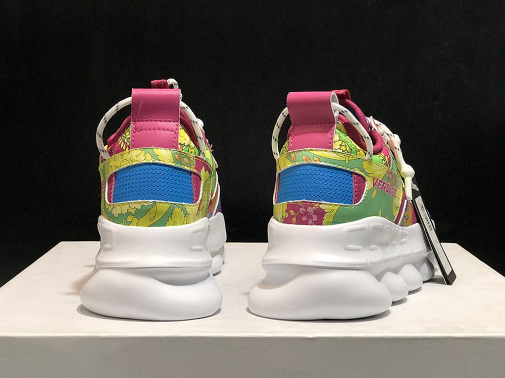 V*ersace CHAIN REACTION SNEAKERS GREEN&WHITE&RED&BLUE