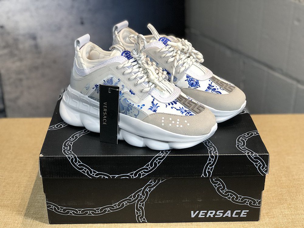 V*ersace CHAIN REACTION SNEAKERS GREY&WHITE&BLUE