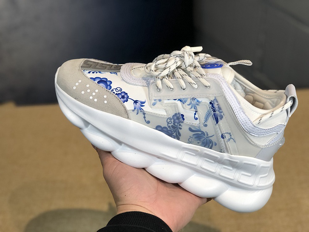 V*ersace CHAIN REACTION SNEAKERS GREY&WHITE&BLUE