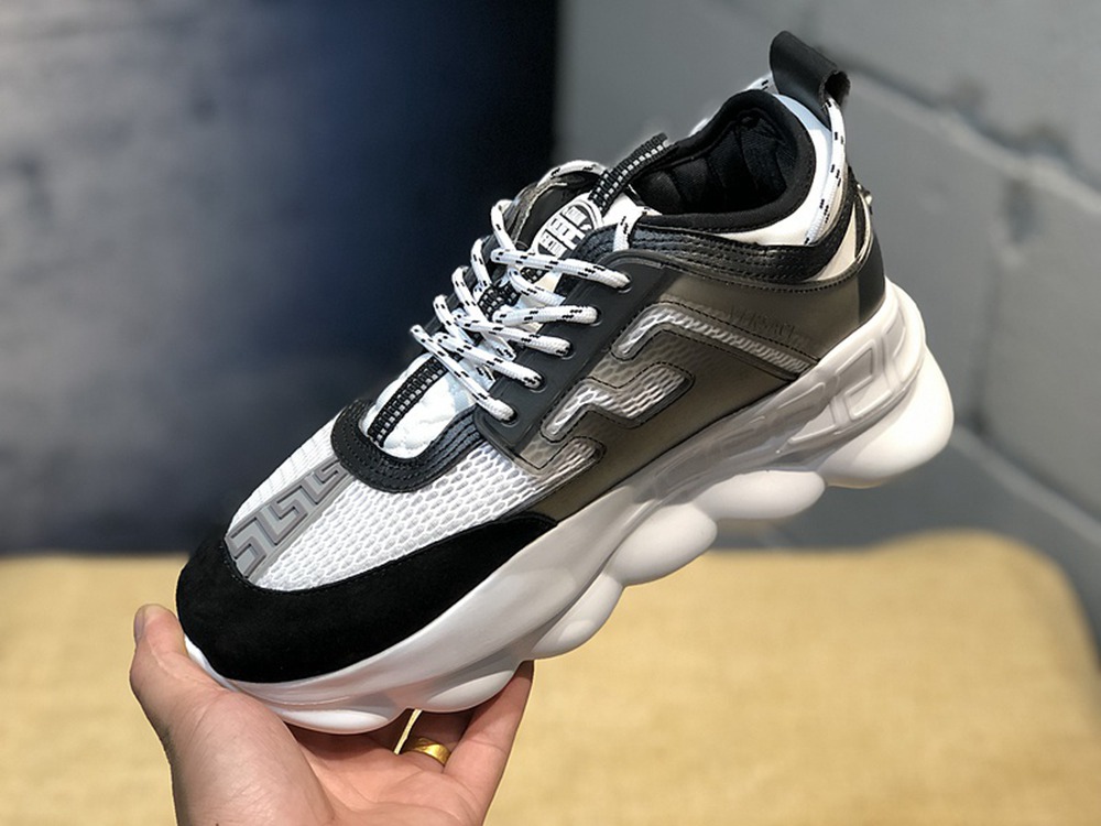 V*ersace CHAIN REACTION SNEAKERS BLACK&WHITE&GREY