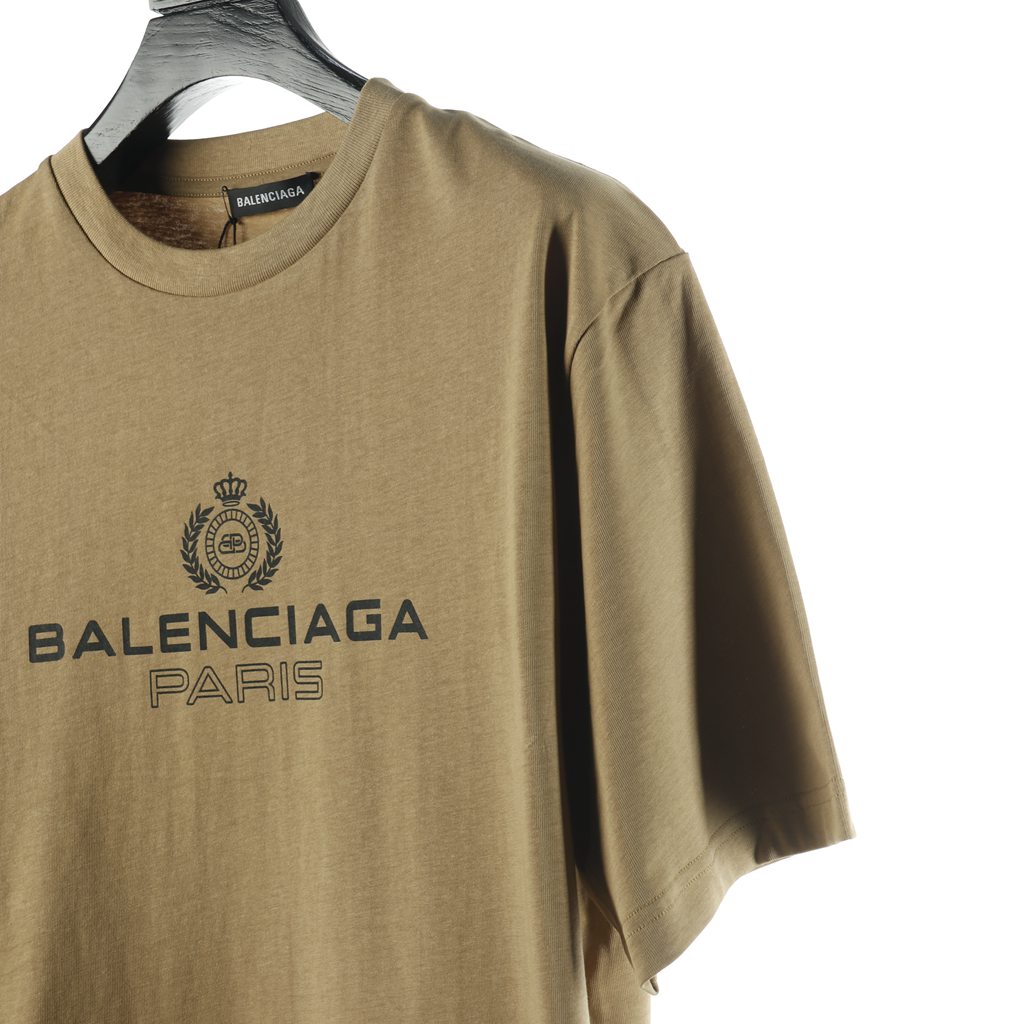Ba*len*cia*ga blcg crown wheat lock button print short sleeve t-shirt