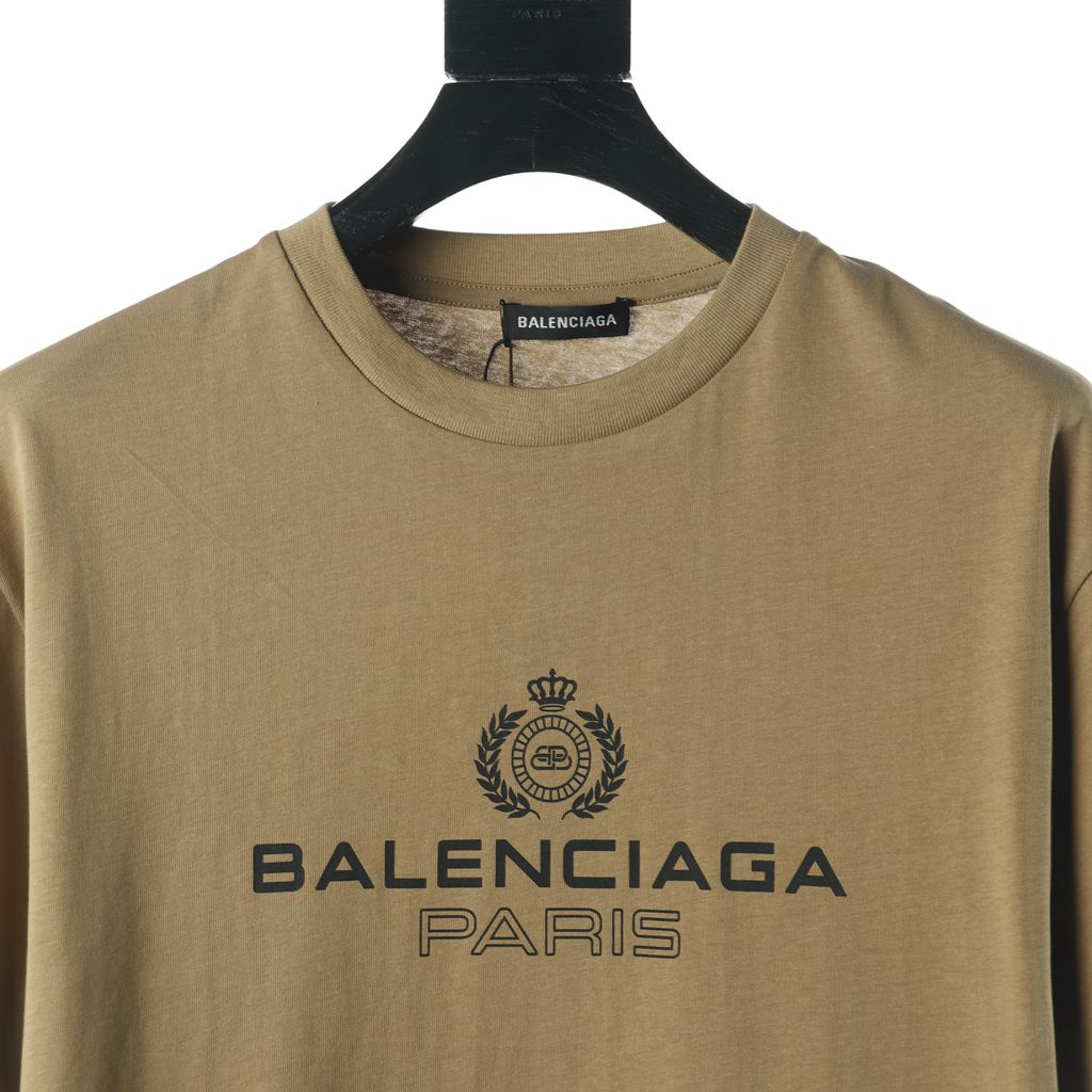 Ba*len*cia*ga blcg crown wheat lock button print short sleeve t-shirt