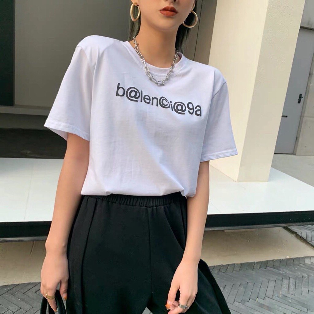 Ba*len*cia*ga blcg 20ss short sleeve t-shirt with letters on chest