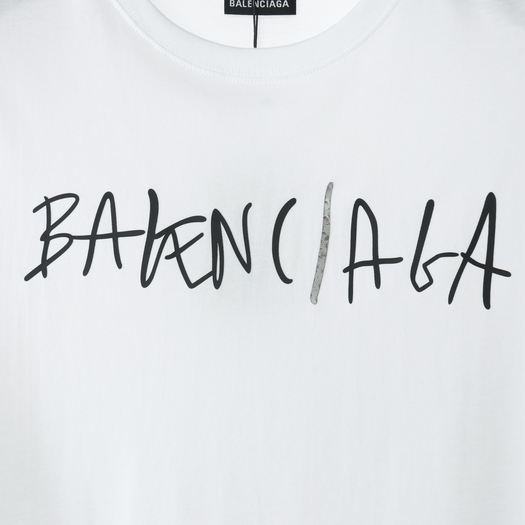 Ba*len*cia*ga blcg 20ss hand-painted logo logo printing short sleeve