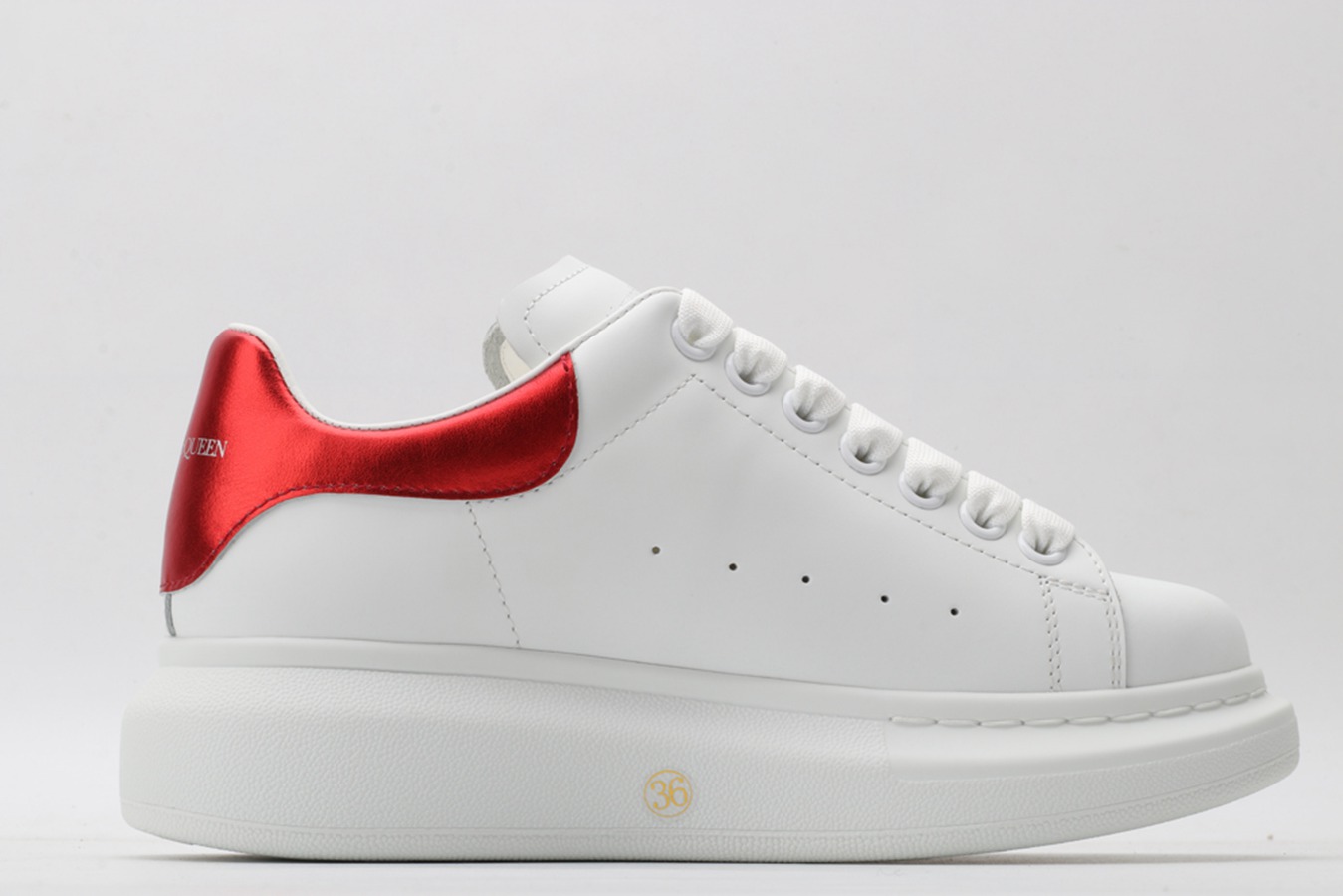 AMQ red foil embellished chunky leather sneakers