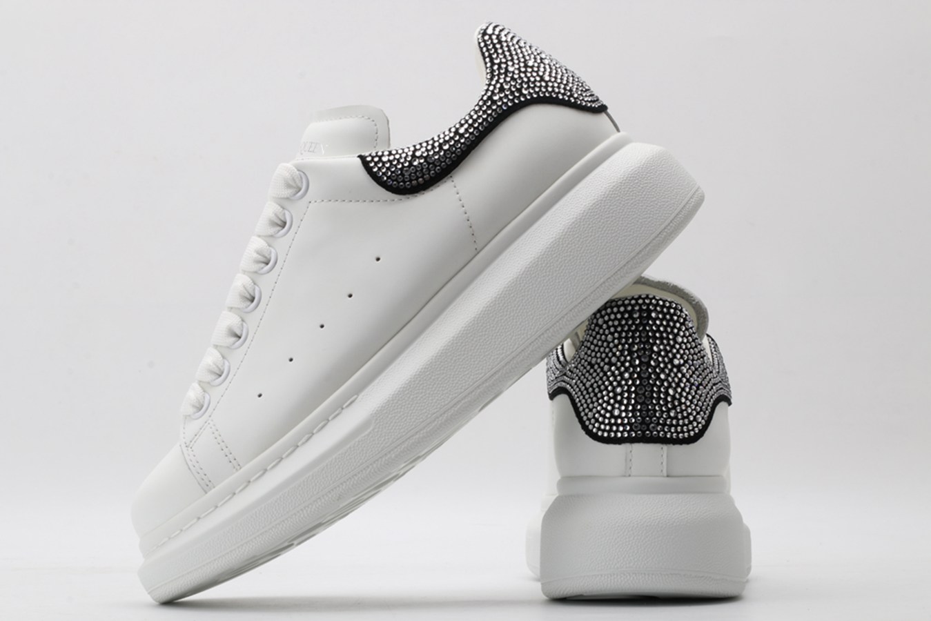 AMQ White & Black Studded Oversized Sneakers