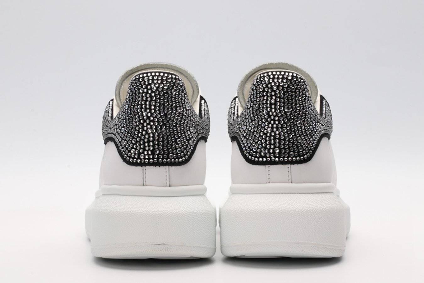 AMQ White & Black Studded Oversized Sneakers