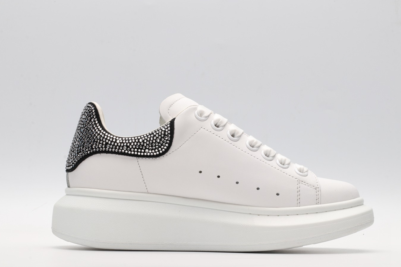 AMQ White & Black Studded Oversized Sneakers