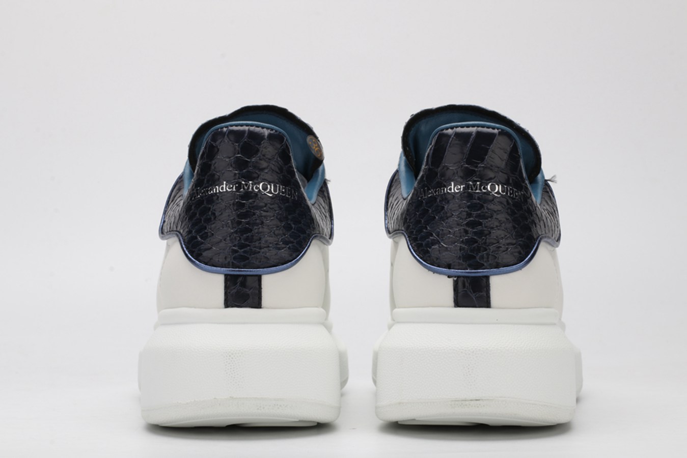 AMQ White & Black Croc Oversized Sneakers