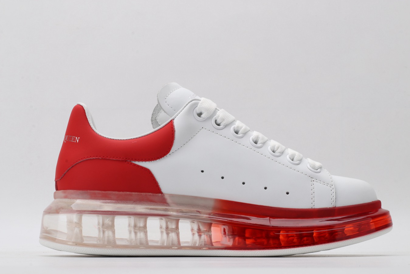 AMQ white oversized sneakers with red heel