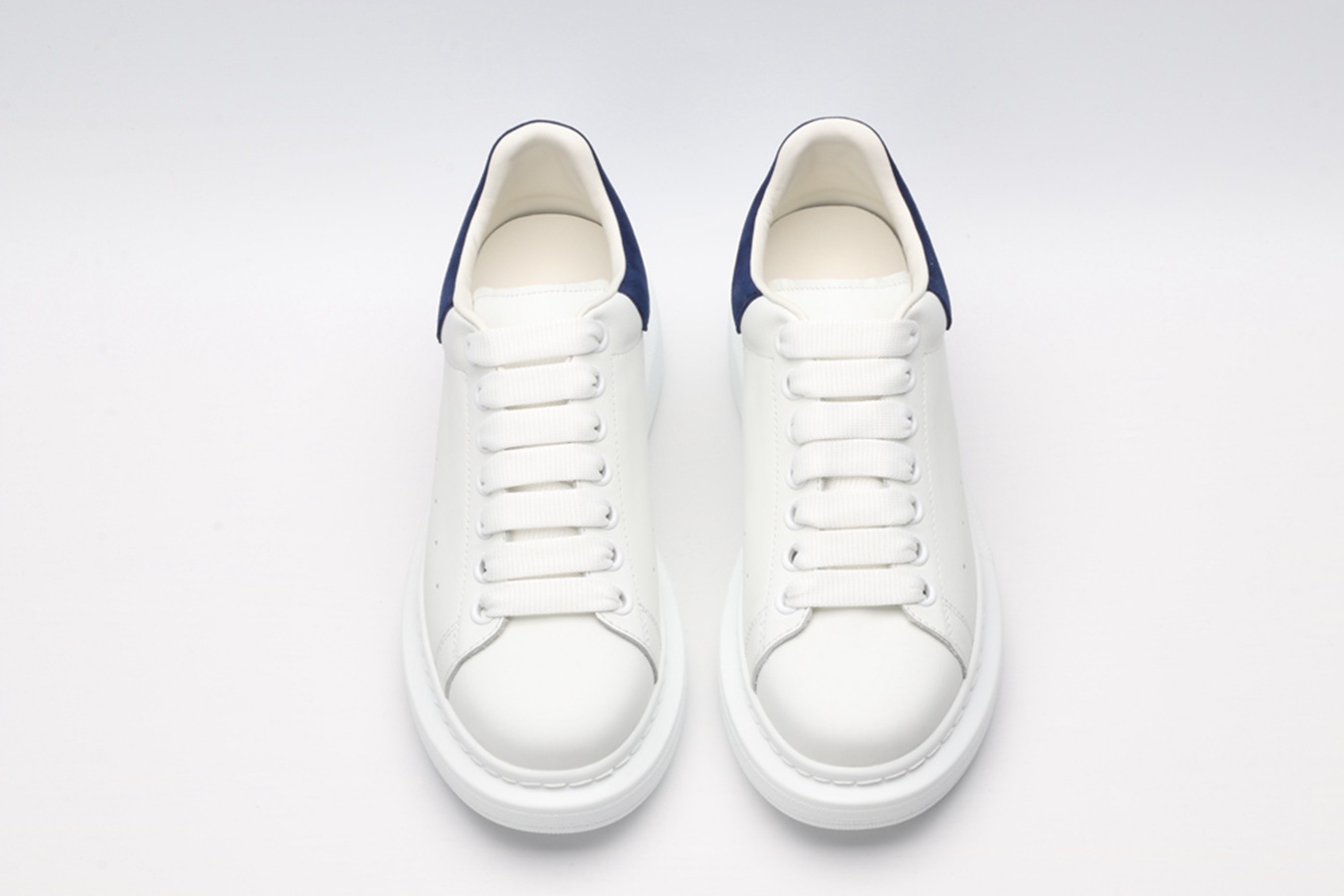 AMQ White & Navy Oversized Sneakers
