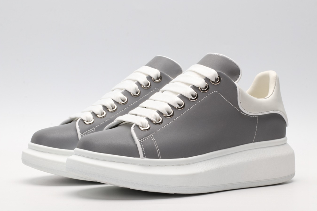 AMQ Leather Lace-Up Platform Sneakers