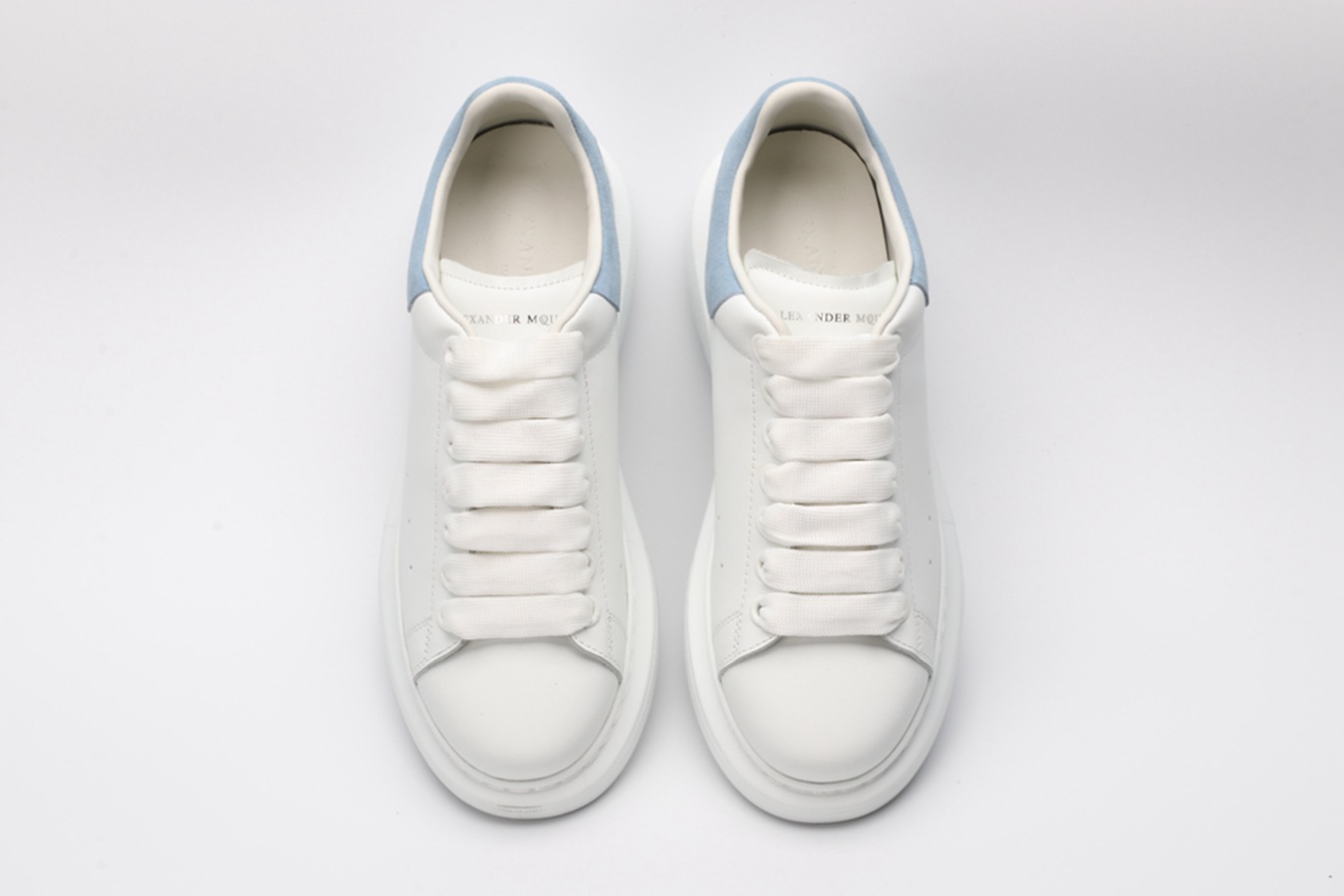 AMQ White & Blue Oversized Sneakers