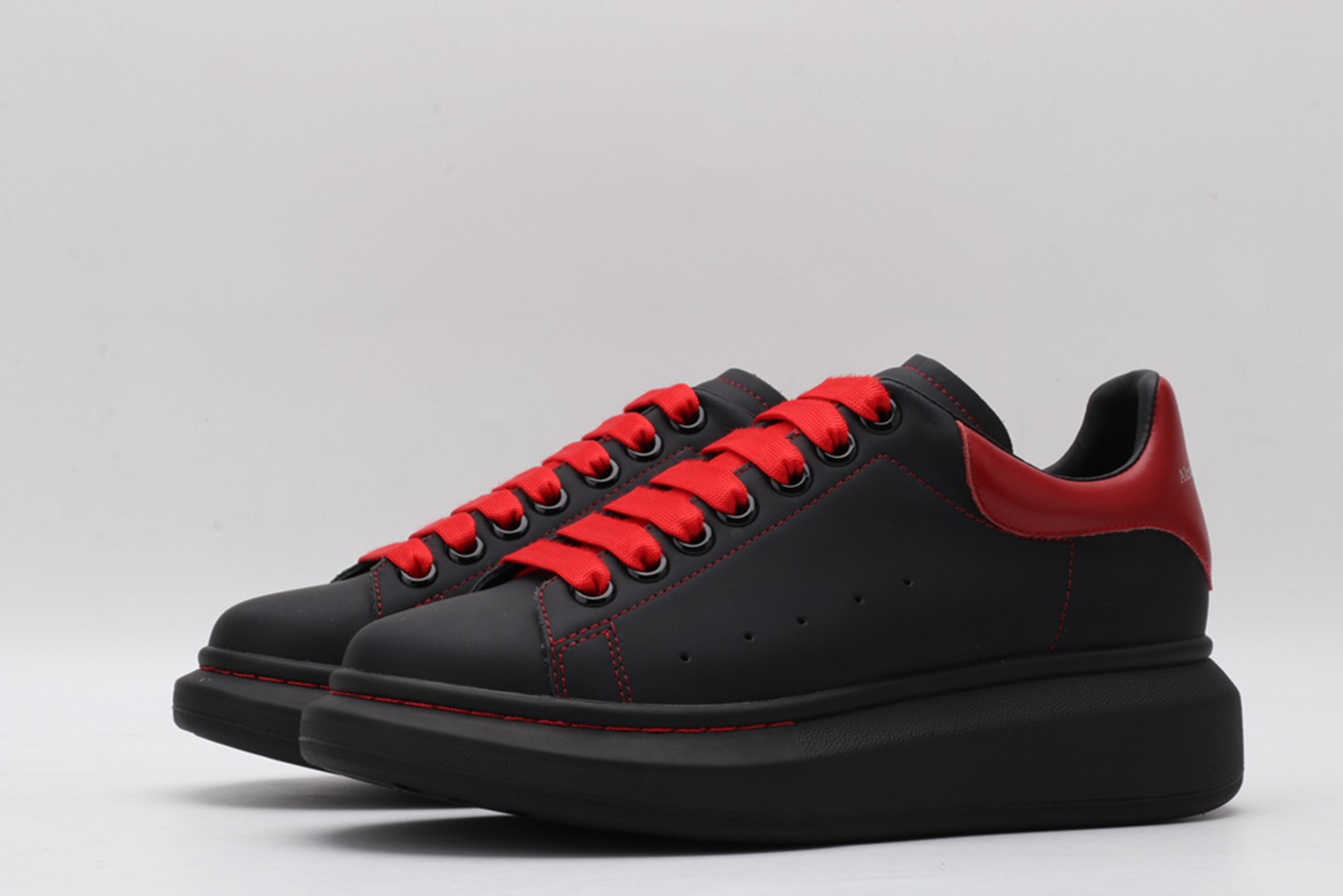 AMQ Black Oversized Leather Sneakers