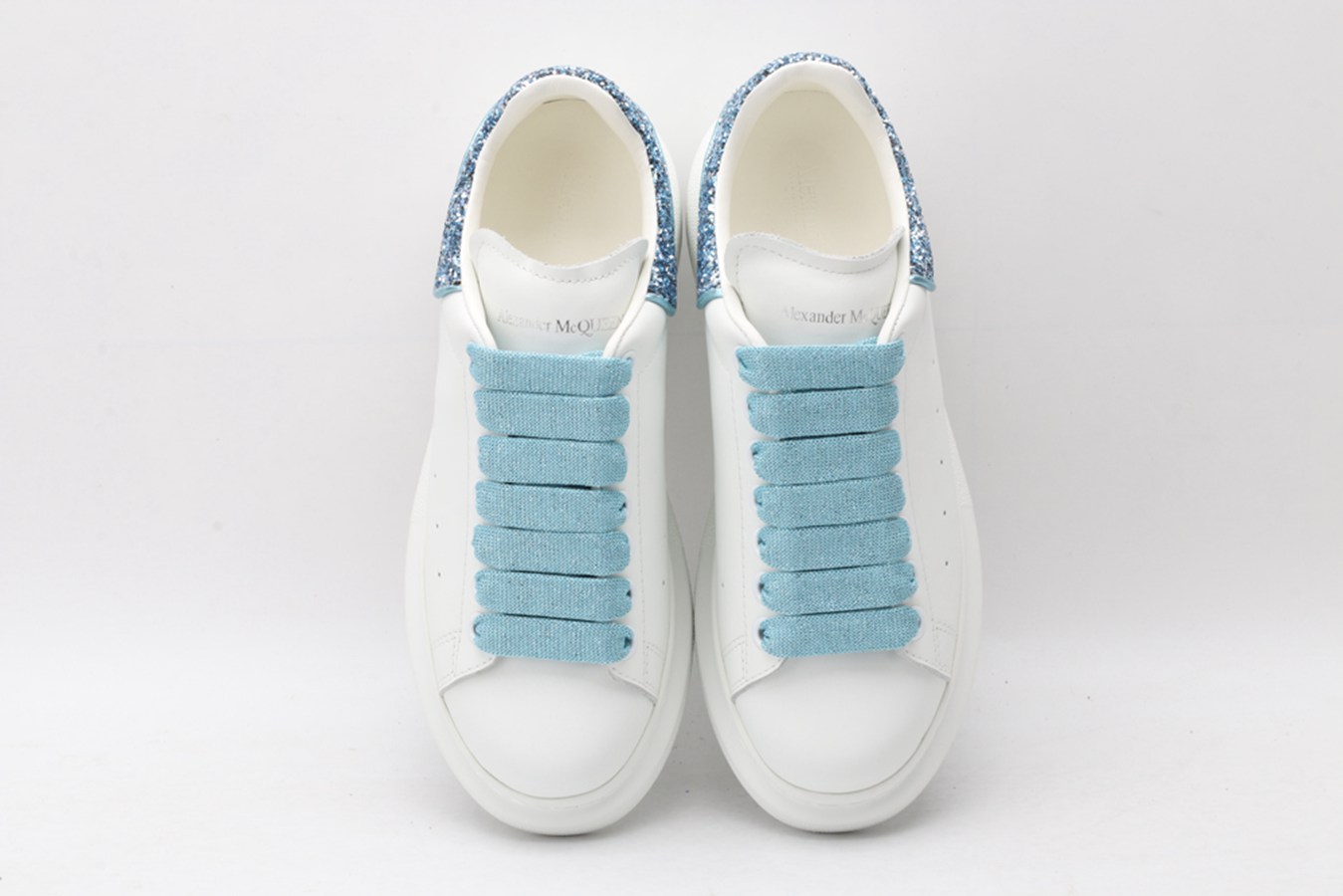 AMQ White & Blue Tiny Dancer Oversized Sneakers