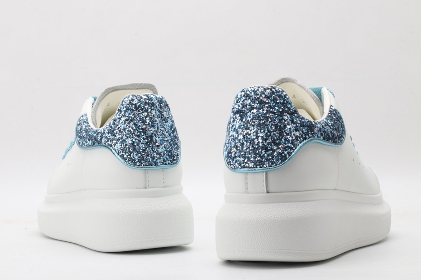 AMQ White & Blue Tiny Dancer Oversized Sneakers