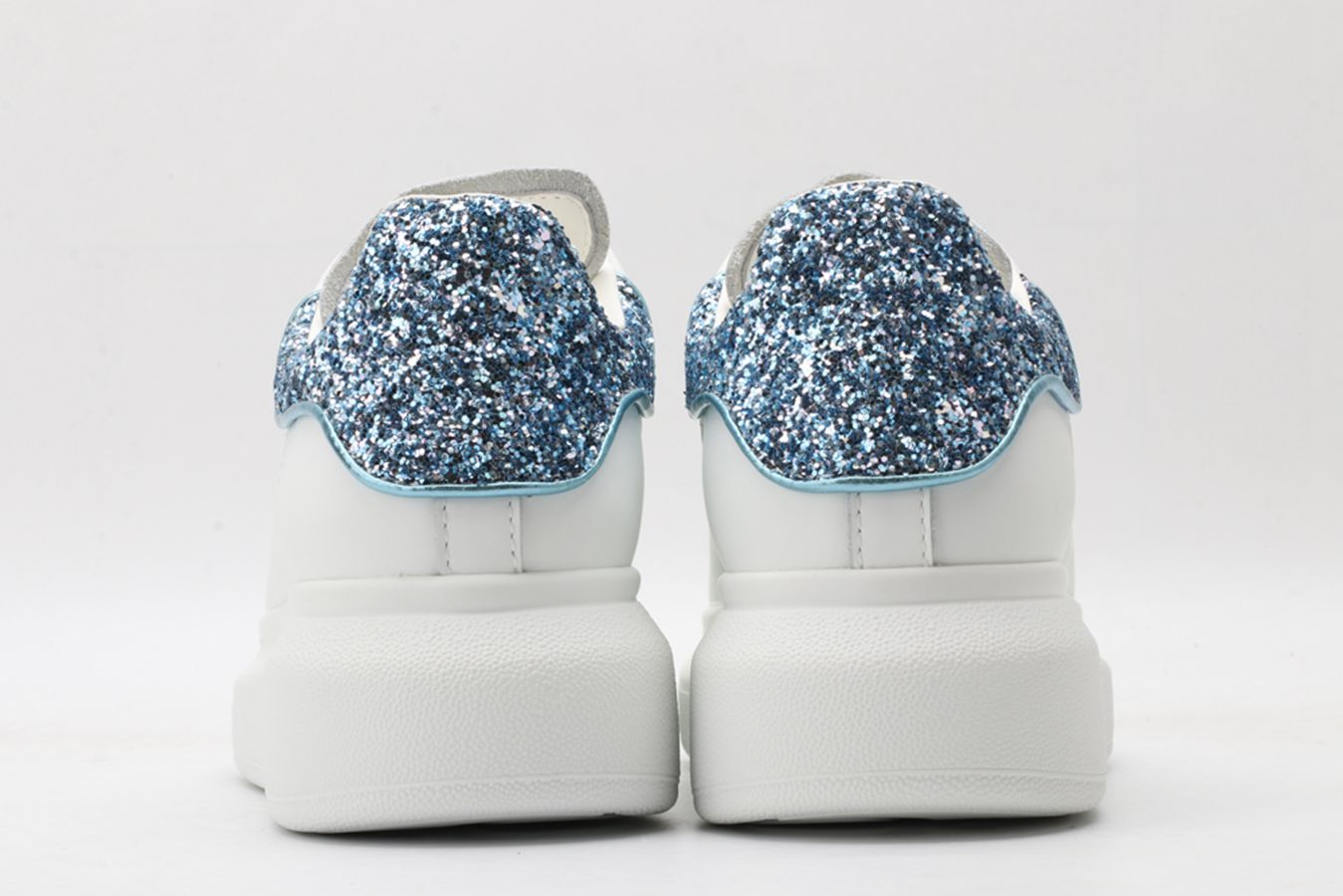 AMQ White & Blue Tiny Dancer Oversized Sneakers