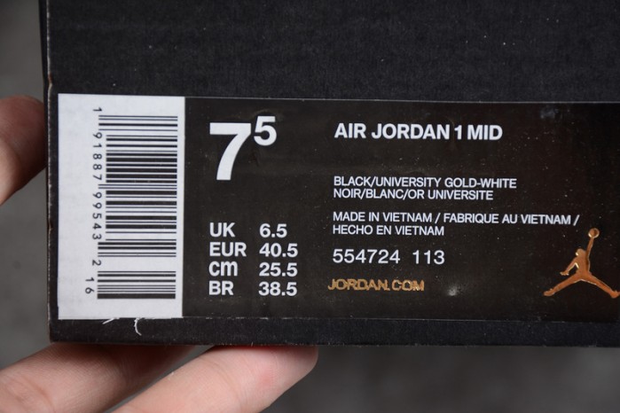 Jordan 1 Mid White Black - 554724-113