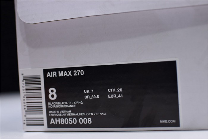 NIKE mens AIR MAX 270 "Tonal Orange" black AH8050-008