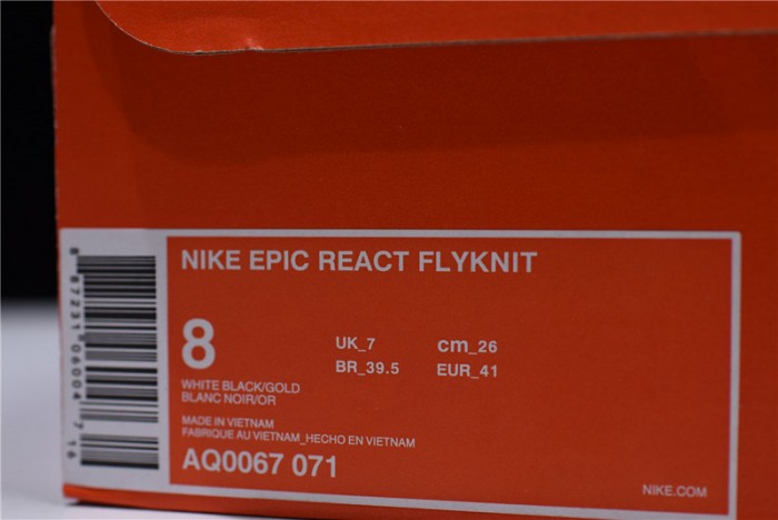 Men´s Nike Epic React Flyknit White/Black-Gold AQ0067-071