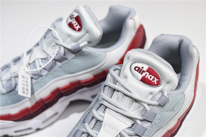 NIKE Air Max 95 Essential Mens White-Grey-Red Running Shoes 749766-103