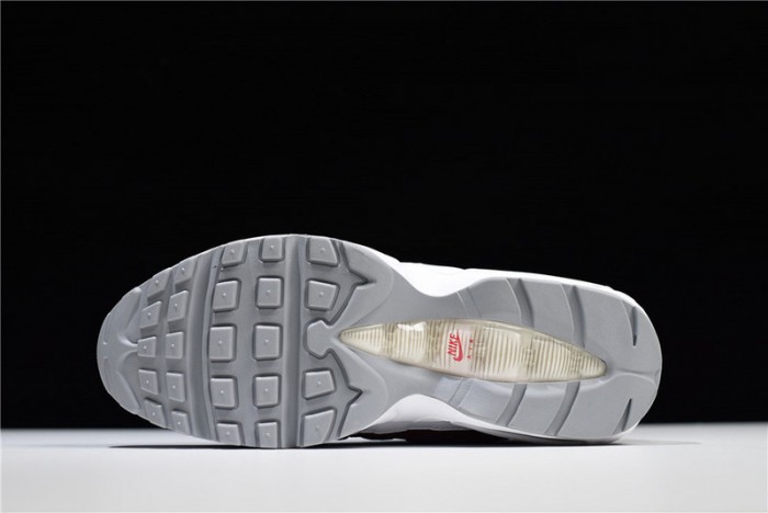NIKE Air Max 95 Essential Mens White-Grey-Red Running Shoes 749766-103
