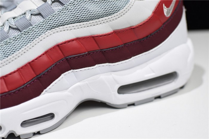 NIKE Air Max 95 Essential Mens White-Grey-Red Running Shoes 749766-103