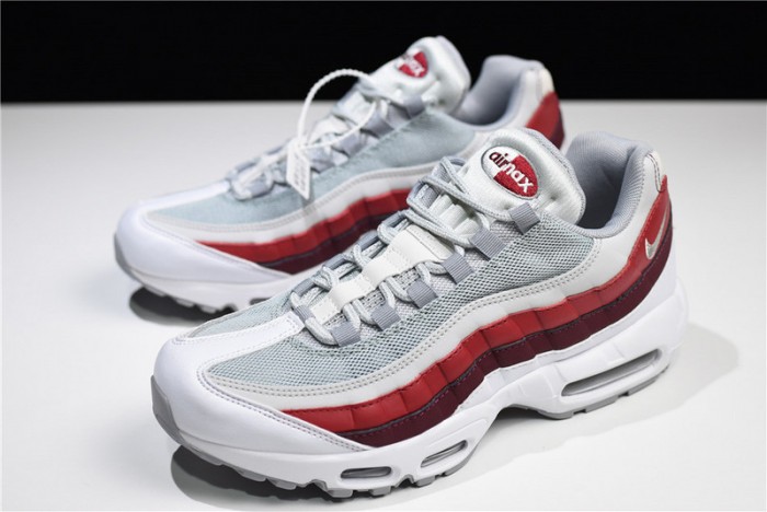 NIKE Air Max 95 Essential Mens White-Grey-Red Running Shoes 749766-103