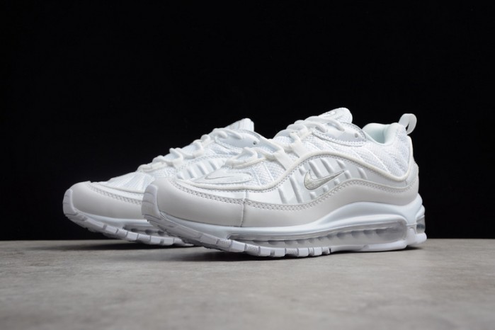 NIKE AIR MAX 98 "TRIPLE WHITE" Pure Platinum-Black-Reflect Silver 640744-106
