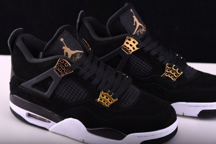 Air Jordan 4 "Royalty" Black/Metallic Gold-White mens 308497-032