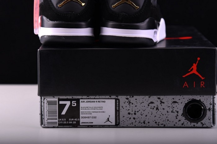 Air Jordan 4 "Royalty" Black/Metallic Gold-White mens 308497-032