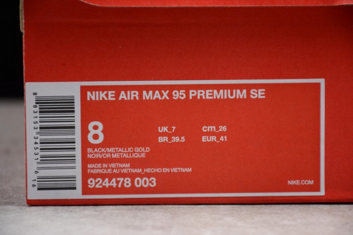 Nike mens Air Max 95 Premium SE BLACK/GOLD 924478-003