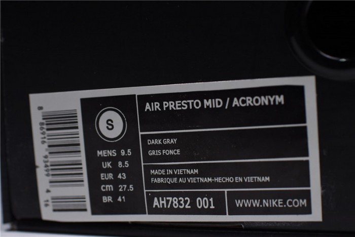 Acronym Nike Air Presto Mid Cool Grey AH7832-001