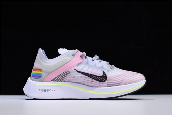 Nike Mens Lab Zoom Fly SP Swoosh Pinwheel Light Gray White Pink Yellow AA3172-106