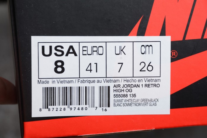 Air Jordan 1 Retro "Clay Green" - Air Jordan -555088-135